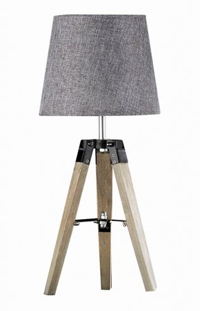 STAGE Honsel - stolová lampa- šedé drevo/textil+čierny kov