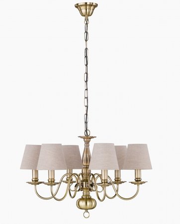 BRIGHTON Honsel - závesná lampa 6-ramenná - bronz+textil