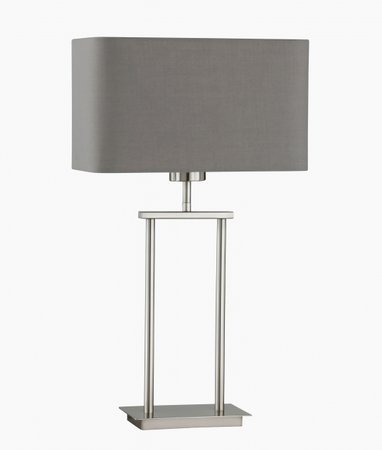 IRING Honsel - stolová lampa - šedý textil+niklový kov