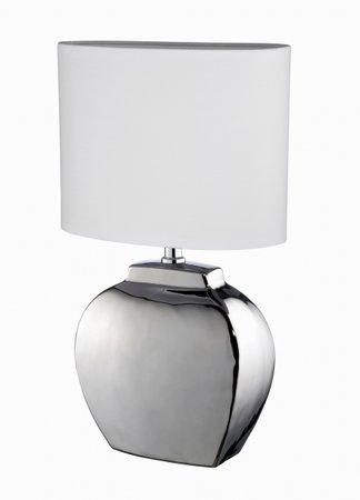 MANI Honsel - stolná lampa- strieborná keramika+biely textil