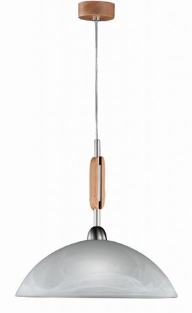 PINZA Honsel - lampa závesná - nikel+drevo+sklo - ø 400mm