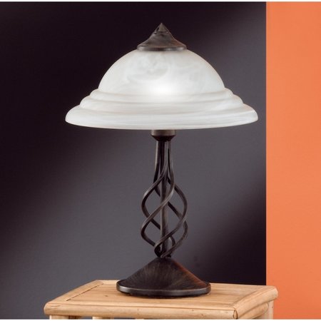 SIENA Honsel - stolová lampa - 450mm - antická hrdza+sklo