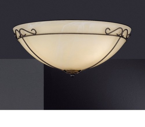 ANTIK Honsel - stropná lampa - hrdzavý kov+šampaň sklo