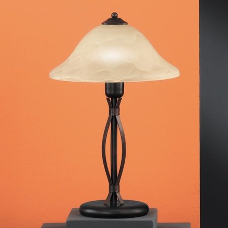 COLONIAL Honsel - lampa stolová - hrdzavý kov/šampaň sklo 