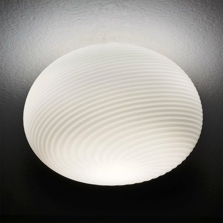 SINUO Redo - stropná lampa - biely kov+sklo - ø 450mm