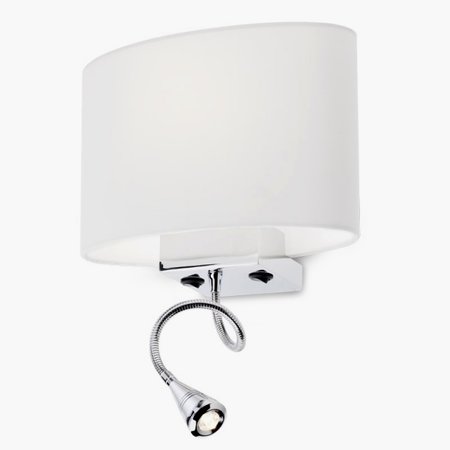 ENJOY Redo - nástenná lampa - chróm + biely textil - E27+LED