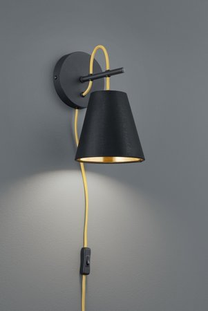 ANDREUS Trio - lampa nástenná - zlatý kov/čierny textil