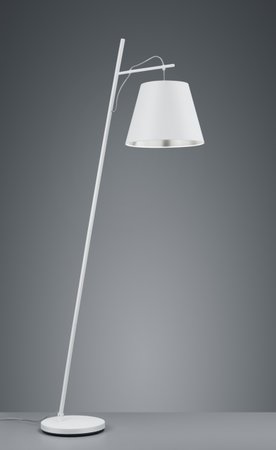 ANDREUS Trio - lampa stojanová- biely kov/strieborný textil 