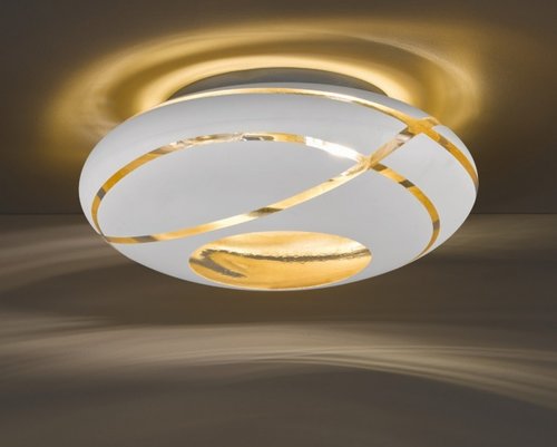FARO Trio - stropná lampa - bielo-zlaté sklo - ø 400mm
