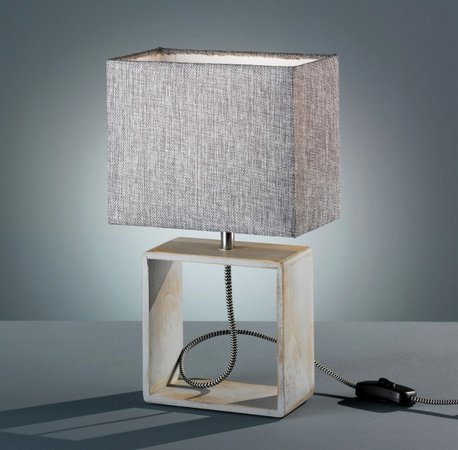 TICK Trio - stolové svietidlo - šedé drevo+textil - 340mm