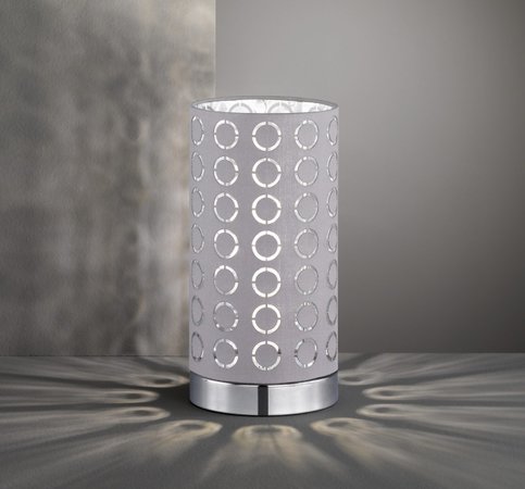 TWEETY Trio - stolná lampa - chróm+šedý textil - 250mm