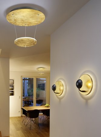 AURORA Trio - nástenná LED lampa - zlatý+čierny kov - 200mm