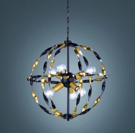 BRONCO Trio - lampa závesná - čierno-zlatý kov - ø 500mm