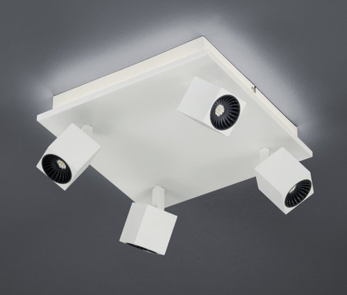 CUBA Trio - stropný LED spot - biely kov - 280x280mm