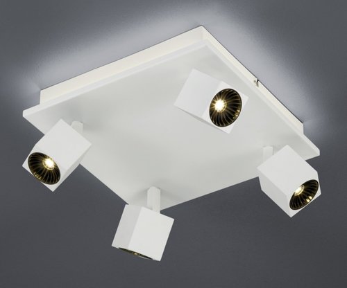 CUBA Trio - stropný LED spot - biely kov - 280x280mm