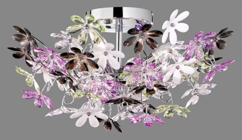 FLOWER Trio - stropná lampa - čire a farebné kvety - 510mm