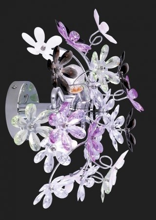 FLOWER Trio - nástenná lampa - čire a farebné kvety - 380mm