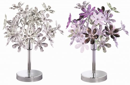 FLOWER Trio - stolová lampa - čire a farebné kvety - 350mm