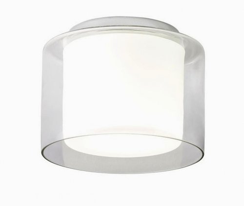 NAJI Redo - stropnica do kúpeľne - ø 230mm - biele/číre sklo