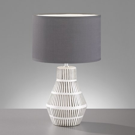 BINZ Honsel - lampa stolná - biela keramika+šedý textil