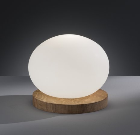 CHOLET Honsel - stolná lampa - dubové drevo+sklo - ø 230mm
