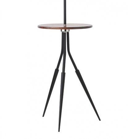 GLENN Redo - stojanová lampa so stolíkom - kov+drevo/orech